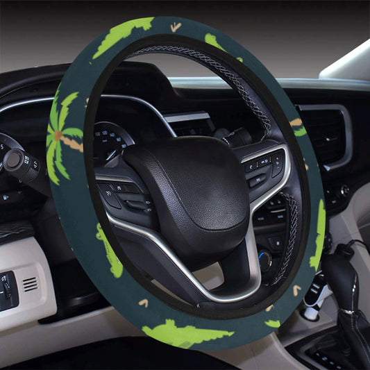 Alligator Pattern Print Design 02 Steering Wheel Cover with Elastic Edge