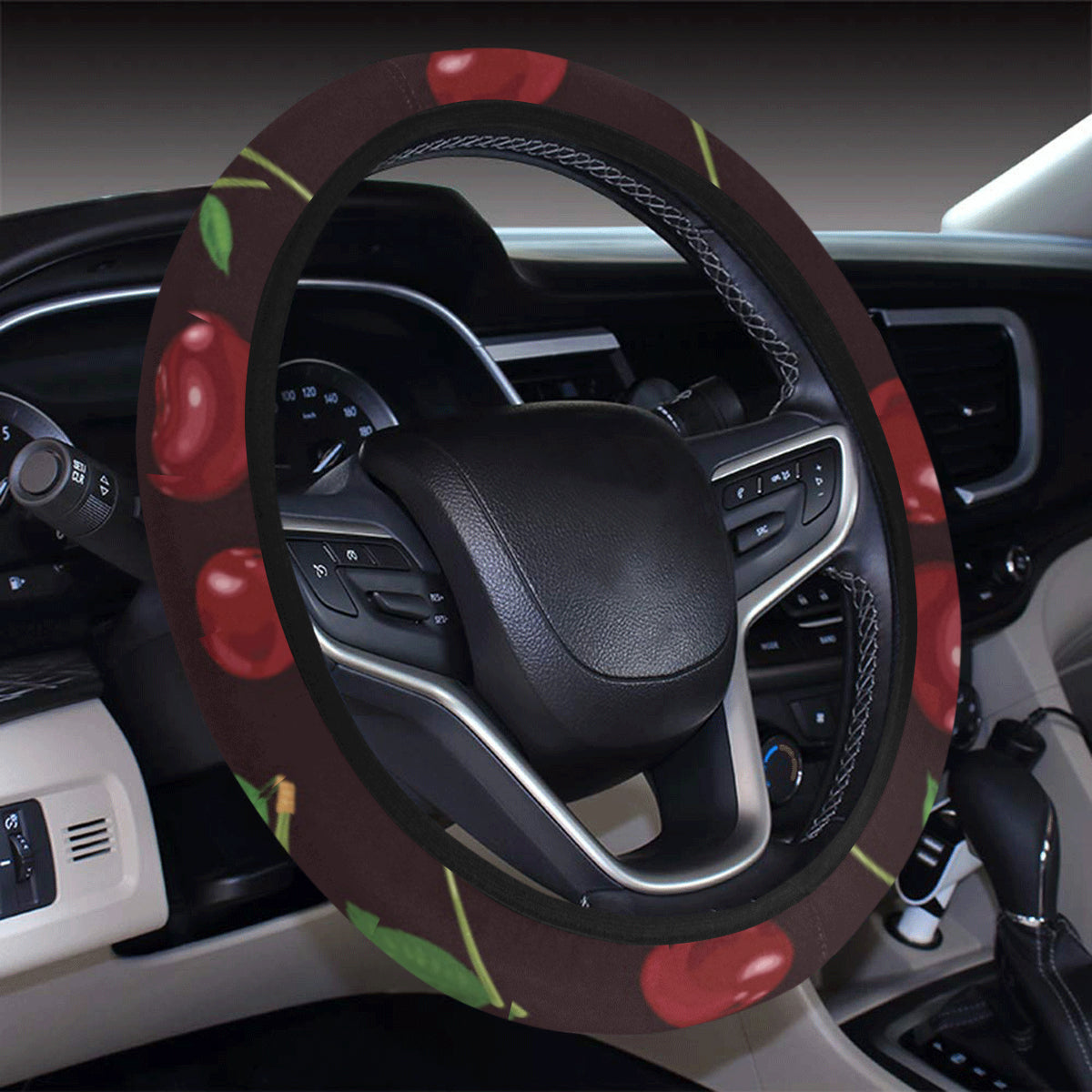 Cherry Fresh Pattern Steering Wheel Cover with Elastic Edge
