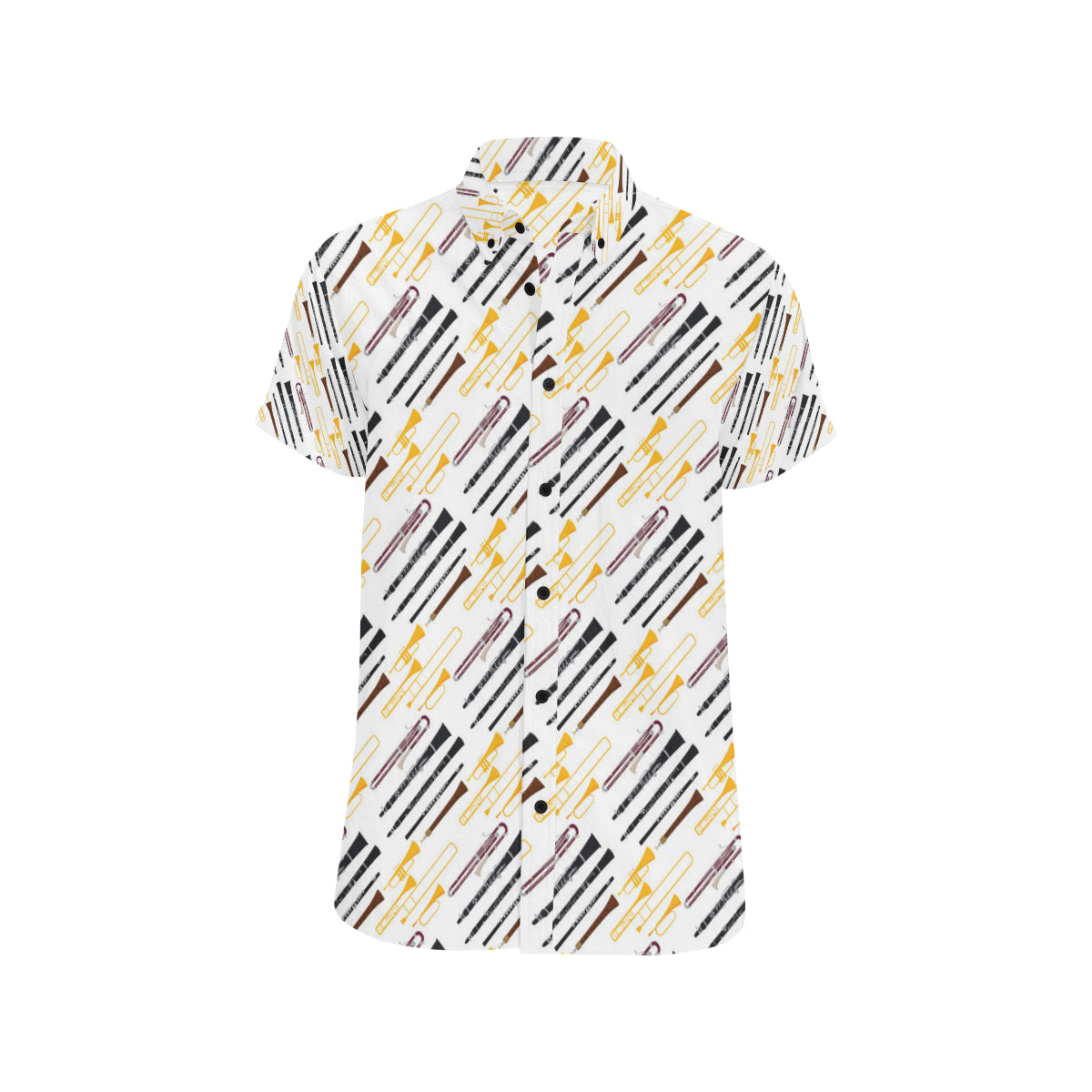 Clarinet Pattern Print Design 01 Men's Short Sleeve Button Up Shirt