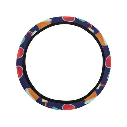 Cocktail Pattern Print Design 06 Steering Wheel Cover with Elastic Edge