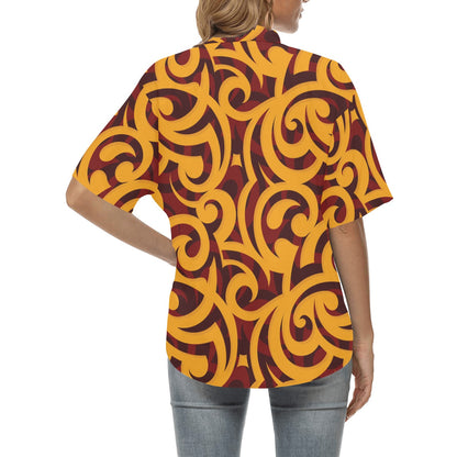 Maori Pattern Print Design 02 Women's Hawaiian Shirt