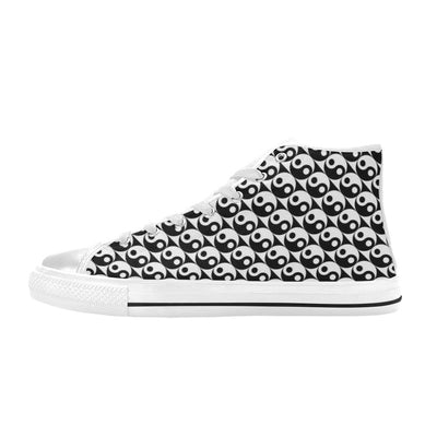 Yin Yang Print Design LKS304 High Top Women's White Shoes