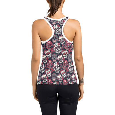 Sugar Skull Print Design LKS303 Women's Racerback Tank Top