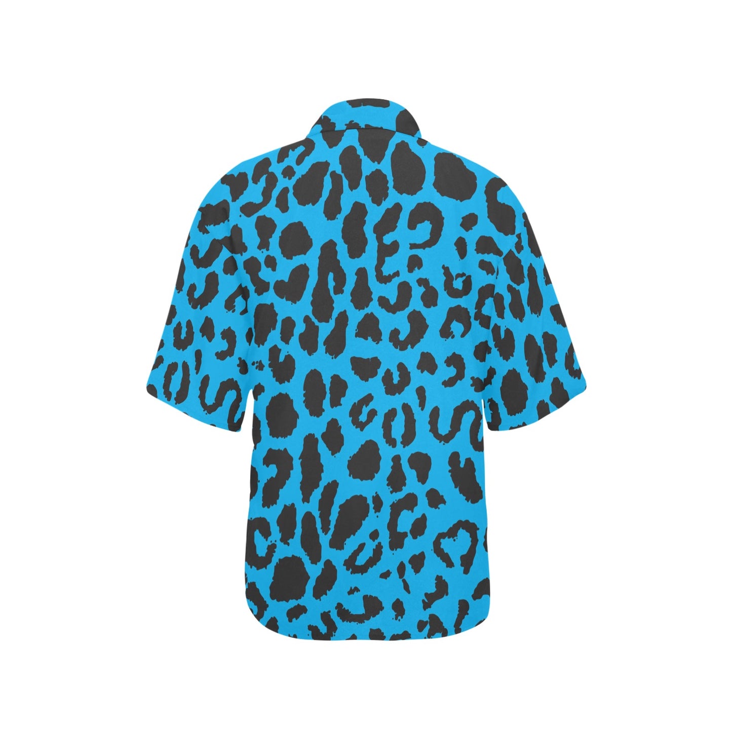 Cheetah Blue Print Pattern Women's Hawaiian Shirt