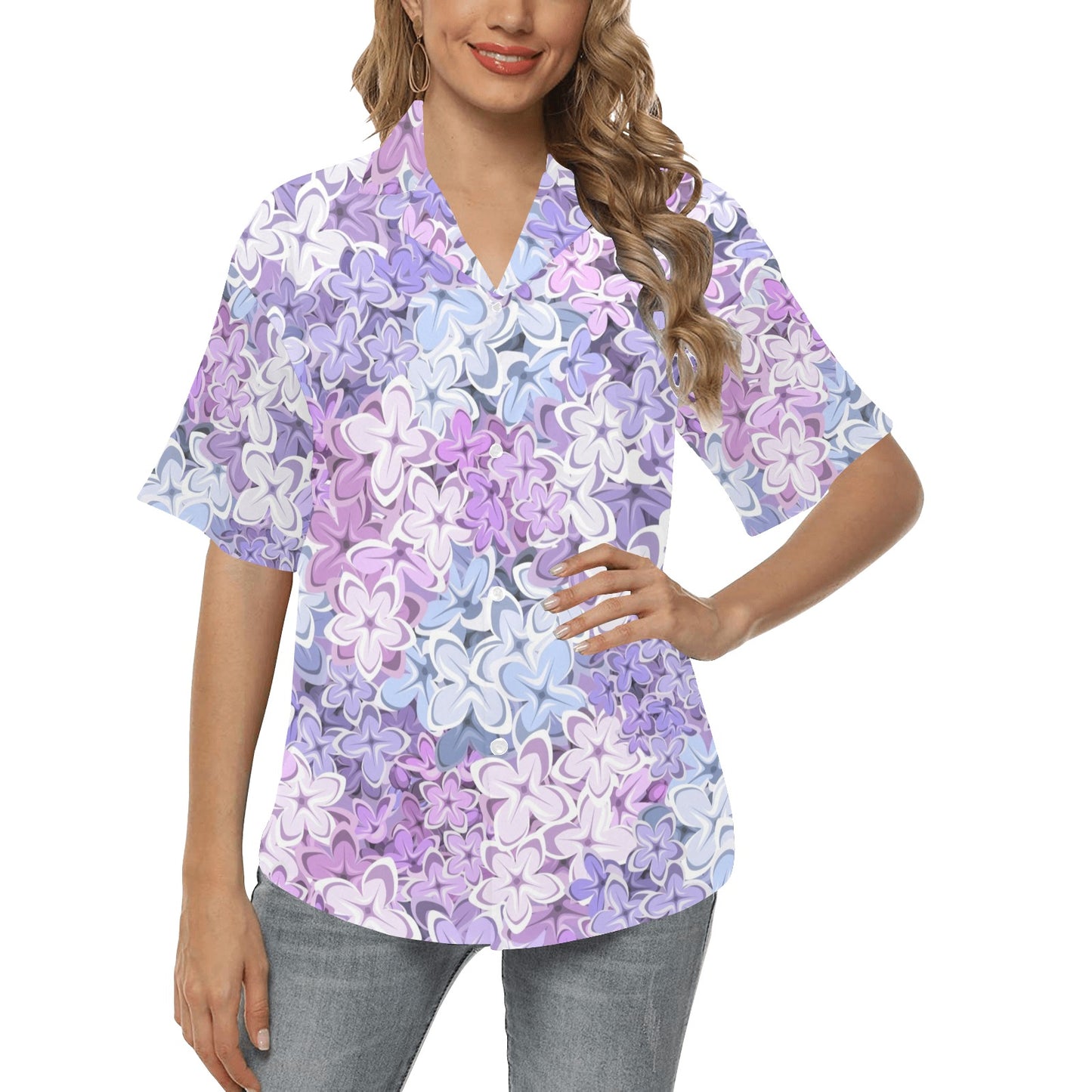 Lilac Pattern Print Design LI01 Women's Hawaiian Shirt
