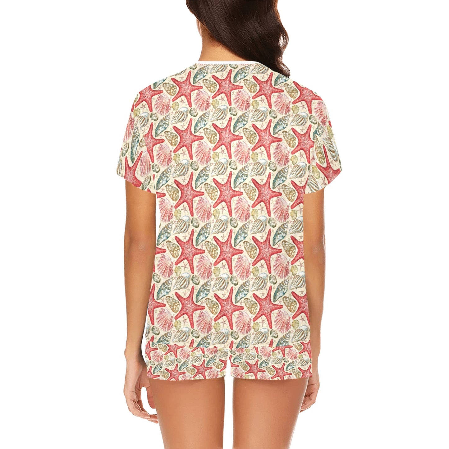 Seashell Print Design LKS301 Women's Short Pajama Set