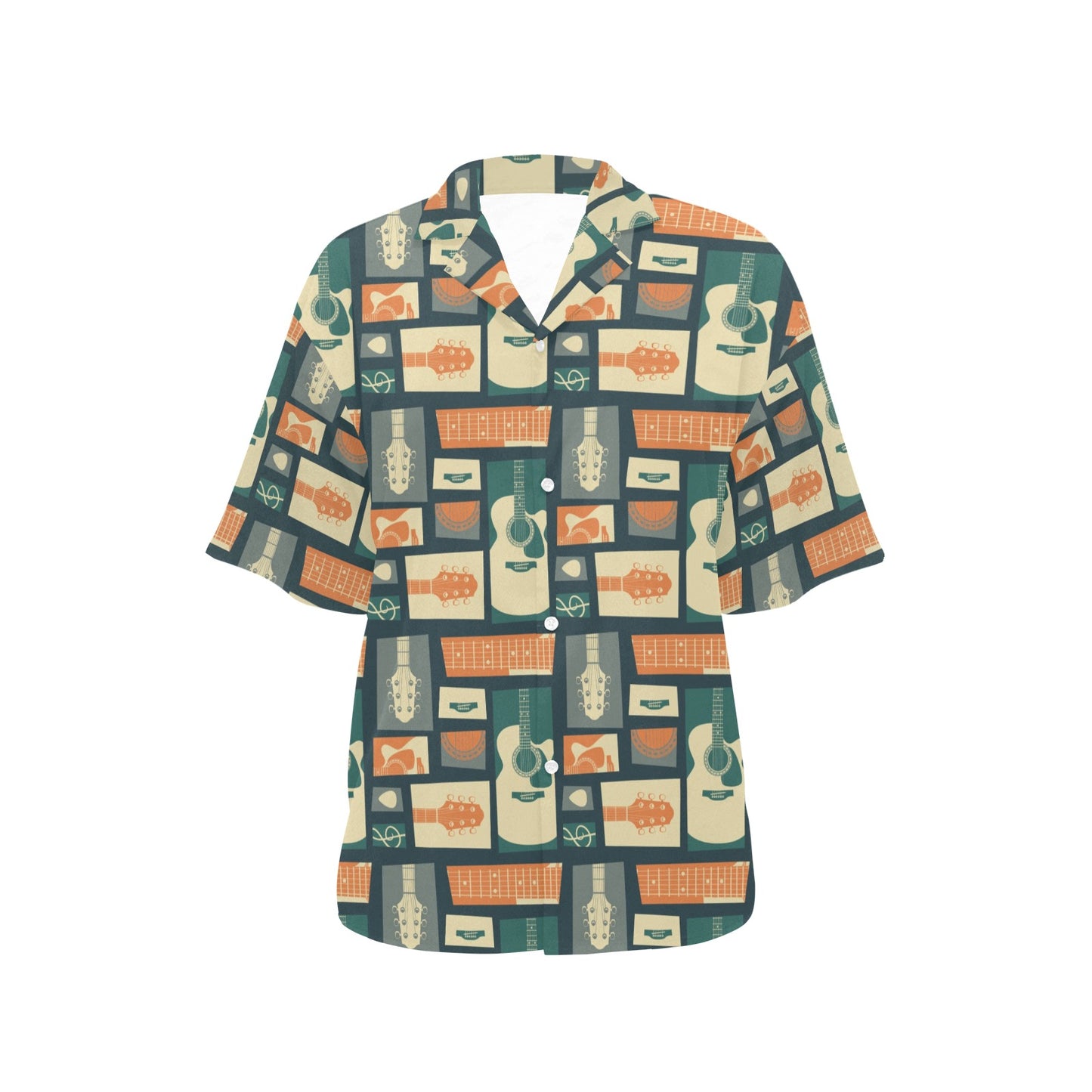 Acoustic Guitar Pattern Print Design 02 Women's Hawaiian Shirt