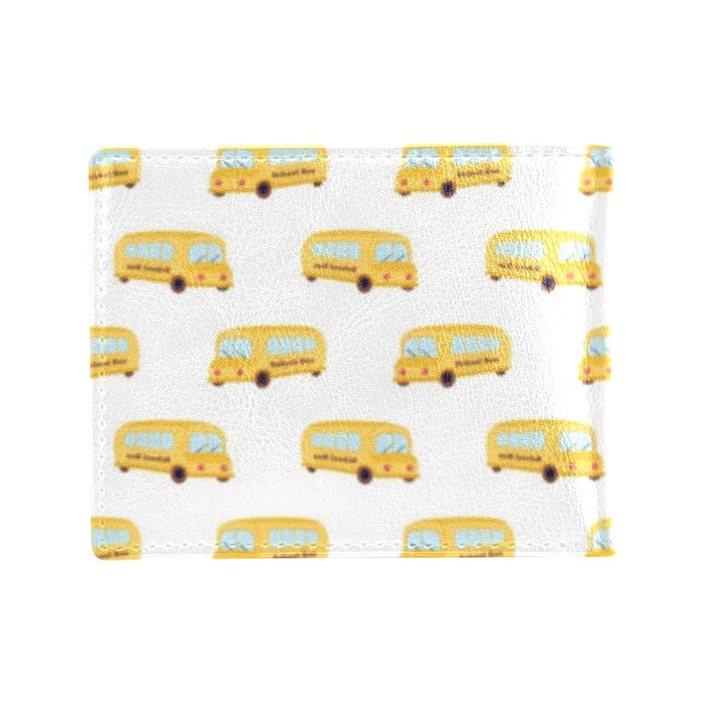 School Bus Print Design LKS306 Men's ID Card Wallet