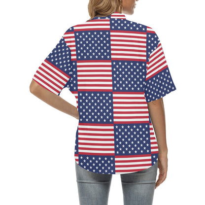 Patriotic US Flag Pattern Print Design A03 Women's Hawaiian Shirt