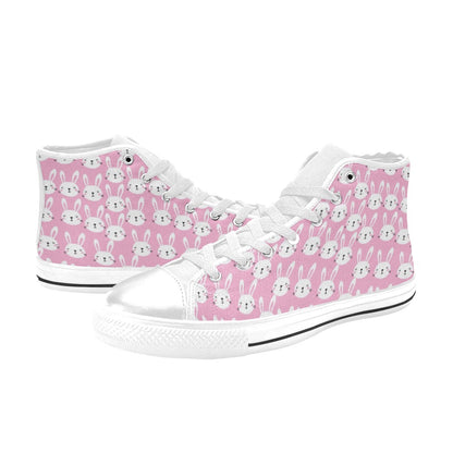 Rabbit Print Design LKS401 High Top Women's White Shoes