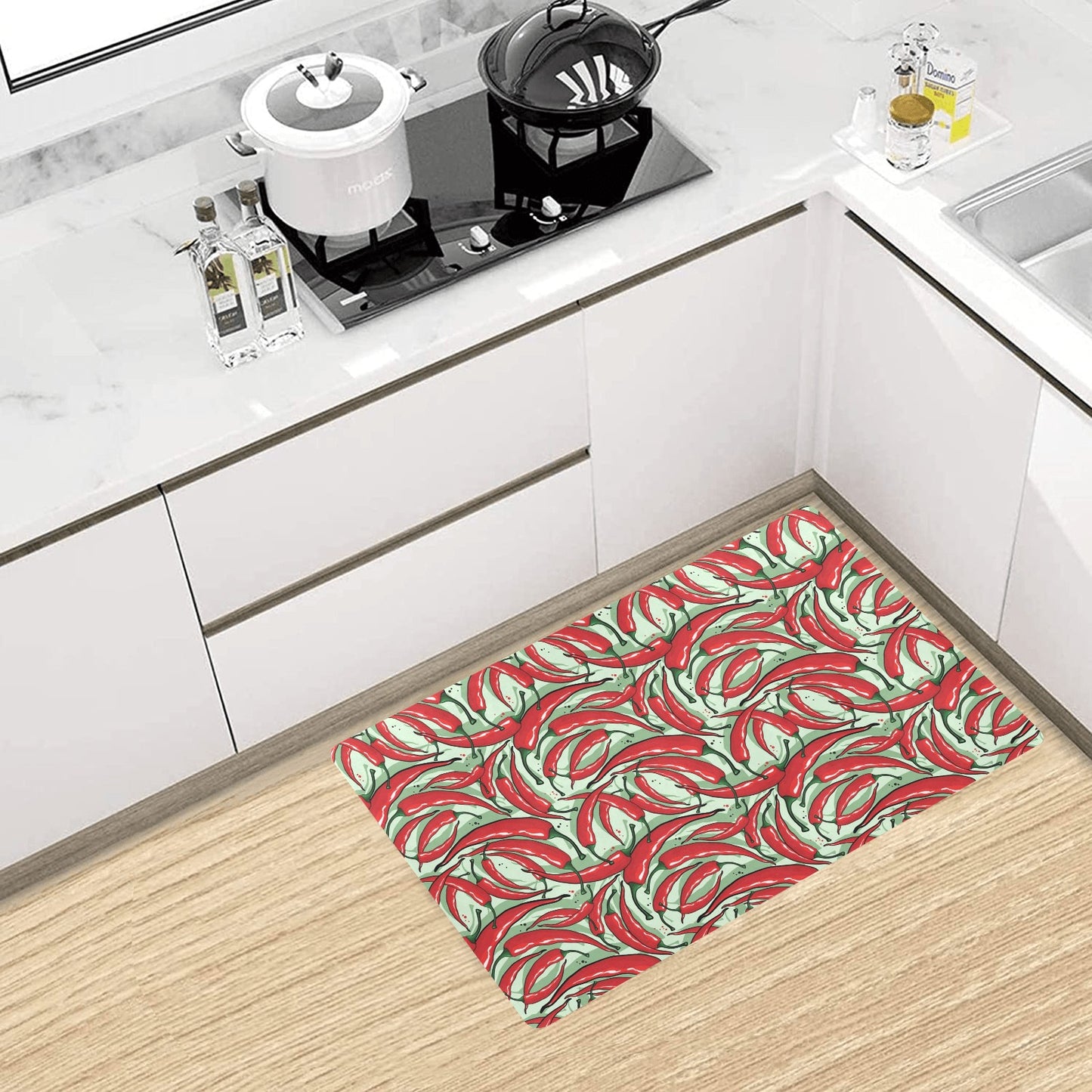 Chilli Pepper Pattern Print Design 04 Kitchen Mat