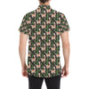 Alpaca Cactus Design Themed Print Men's Short Sleeve Button Up Shirt