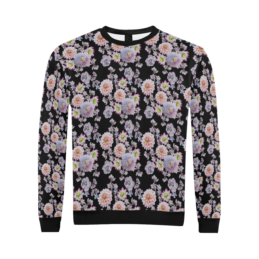 Dahlia Pattern Print Design DH012 Men Long Sleeve Sweatshirt