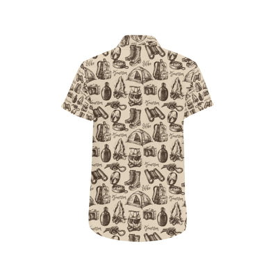 Camping Pattern Print Design 01 Men's Short Sleeve Button Up Shirt