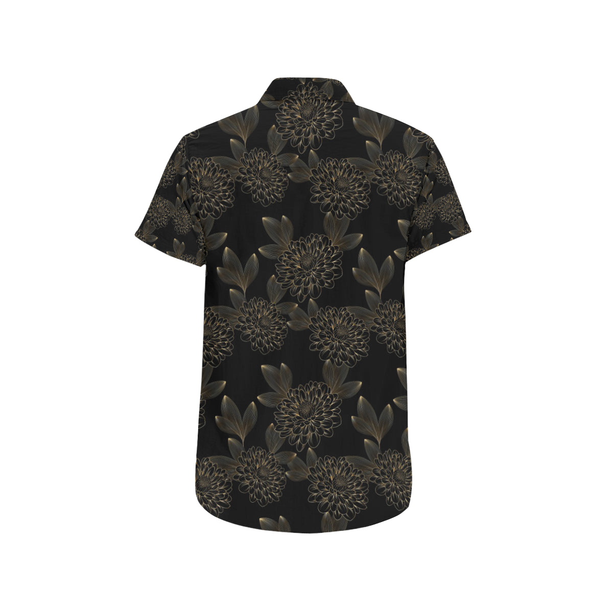 Dahlia Pattern Print Design DH04 Men's Short Sleeve Button Up Shirt