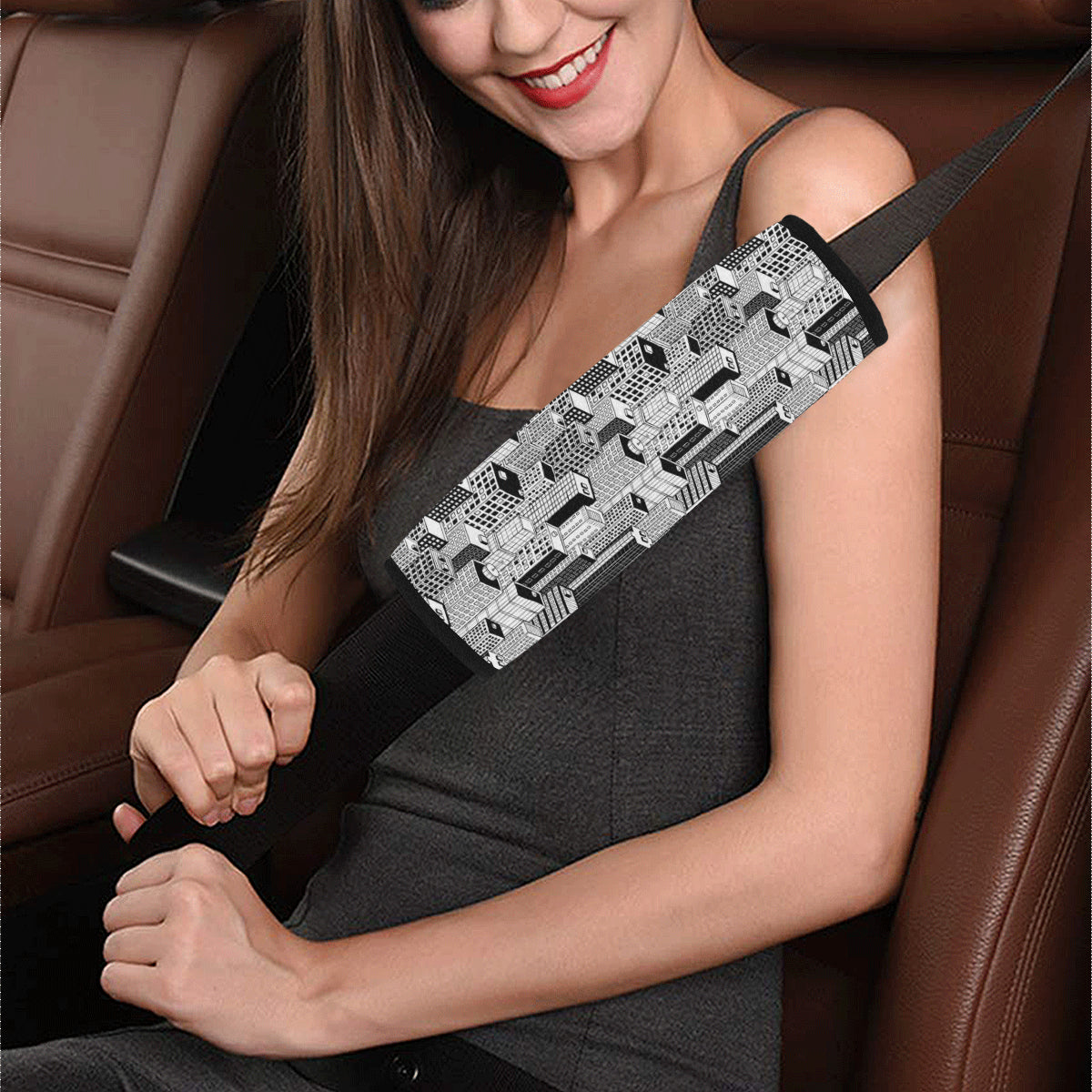 City  Pattern Print Design 02 Car Seat Belt Cover