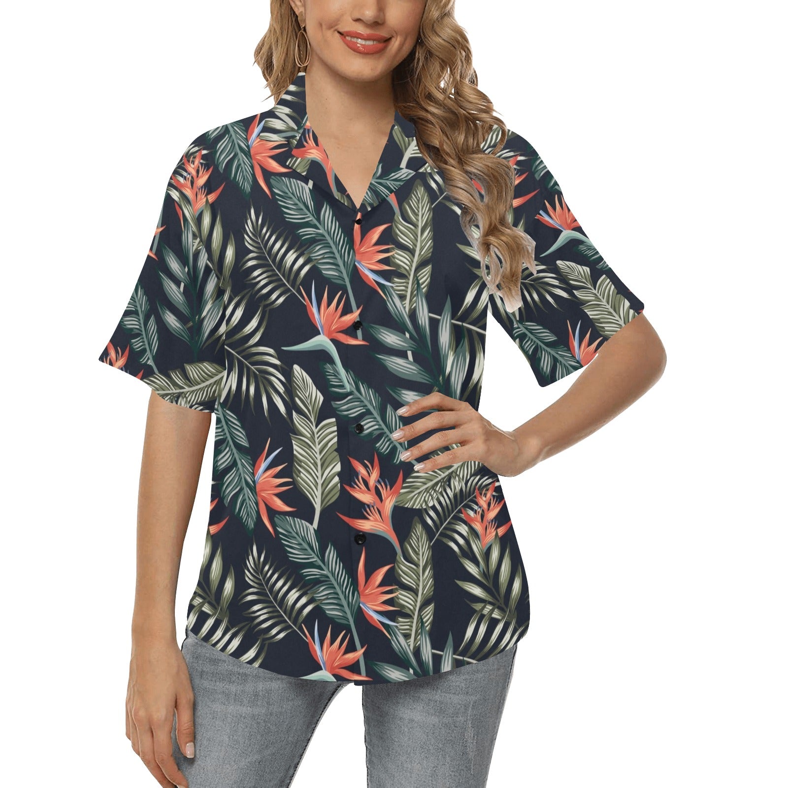 Bird Of Paradise Pattern Print Design BOP02 Women's Hawaiian Shirt