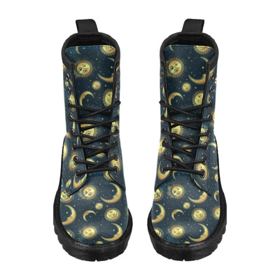 Gold Sun Moon Face Women's Boots