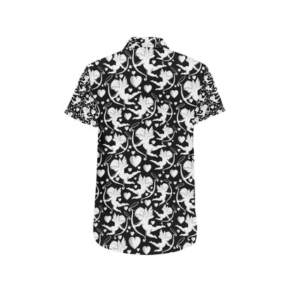 Cupid Pattern Print Design 04 Men's Short Sleeve Button Up Shirt