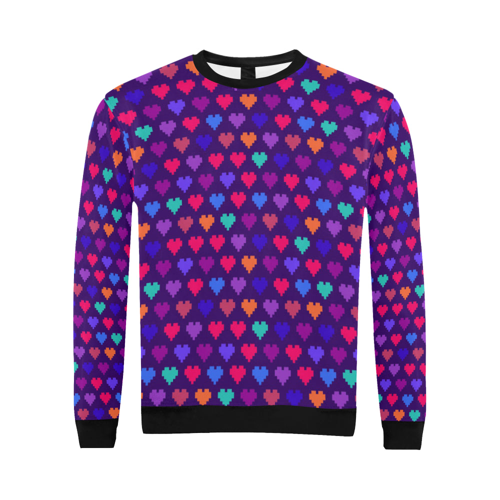 Heart Pixel Pattern Print Design HE03 Men Long Sleeve Sweatshirt