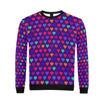 Heart Pixel Pattern Print Design HE03 Men Long Sleeve Sweatshirt