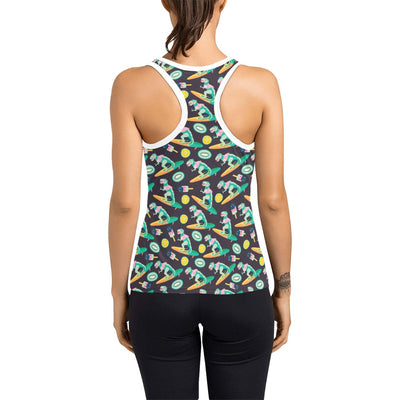 Surfboard T Rex Print Design LKS301 Women's Racerback Tank Top