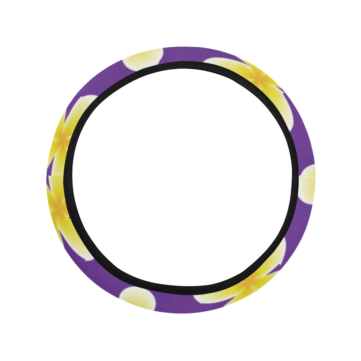 Yellow Plumeria Pattern Print Design PM05 Steering Wheel Cover with Elastic Edge
