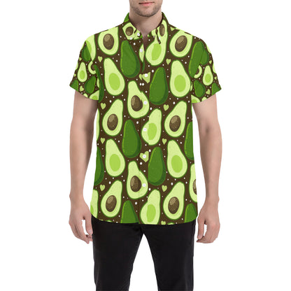 Avocado Pattern Print Design AC04 Men's Short Sleeve Button Up Shirt