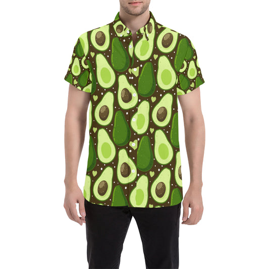 Avocado Pattern Print Design AC04 Men's Short Sleeve Button Up Shirt
