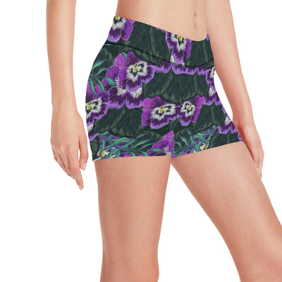 Pansy Pattern Print Design PS07 Yoga Shorts