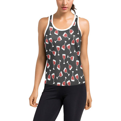 Wine Glass Print Design LKS303 Women's Racerback Tank Top
