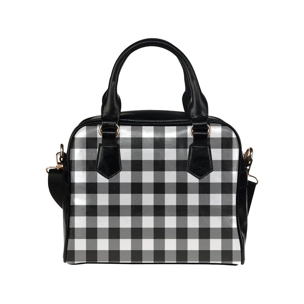 Buffalo check Black white Pattern Print Design 04 Shoulder Handbag