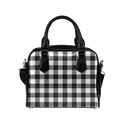 Buffalo check Black white Pattern Print Design 04 Shoulder Handbag