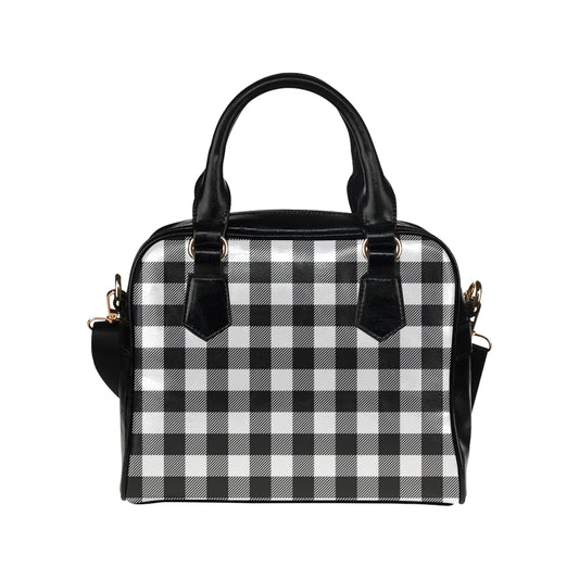 Buffalo check Black white Pattern Print Design 04 Shoulder Handbag