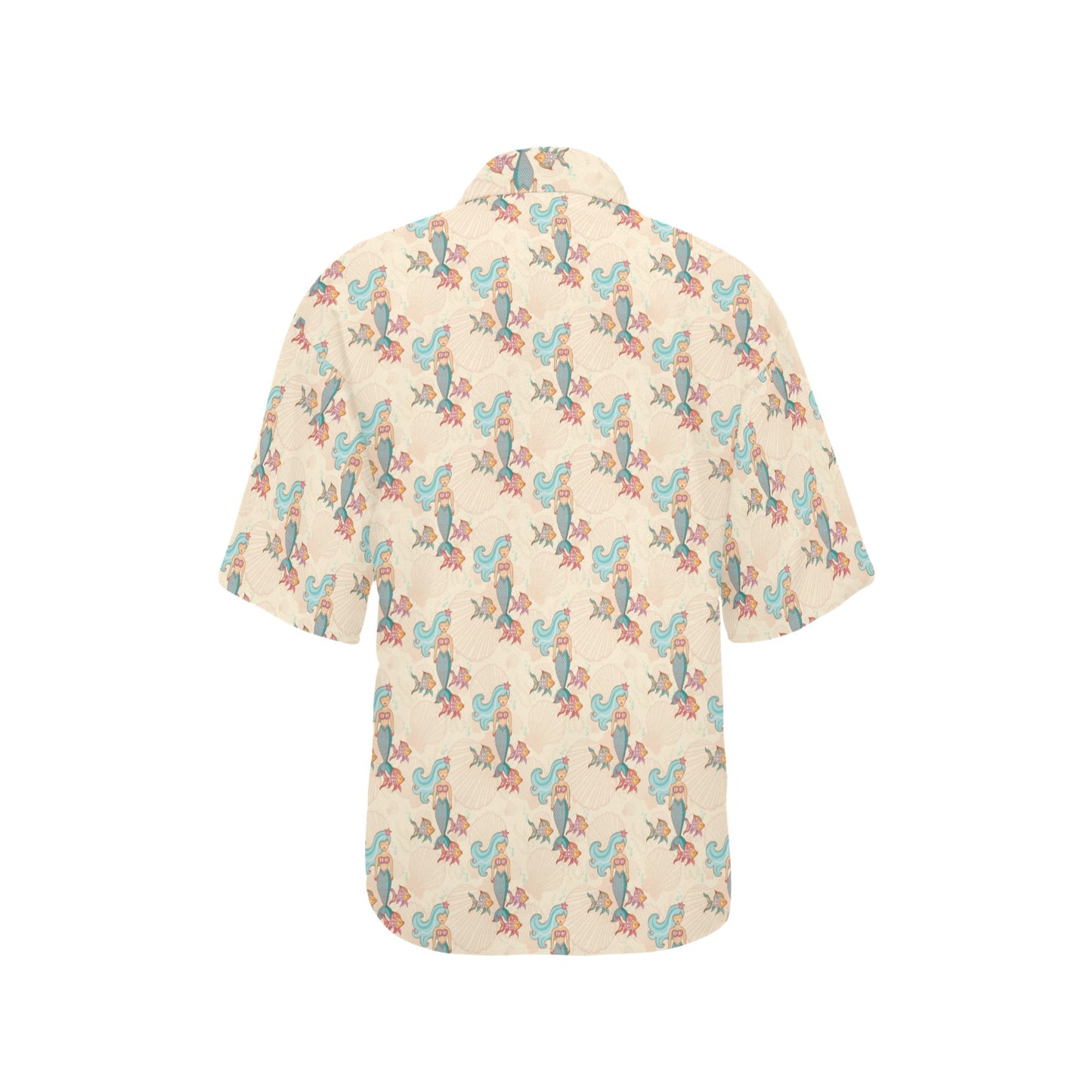 Mermaid Girl With Fish Design Print Women's Hawaiian Shirt