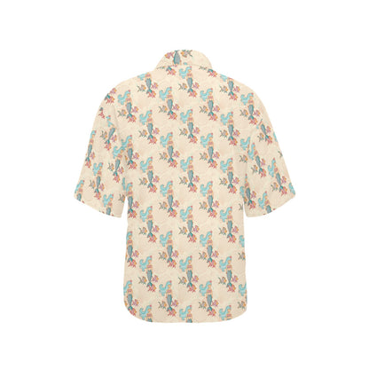 Mermaid Girl With Fish Design Print Women's Hawaiian Shirt