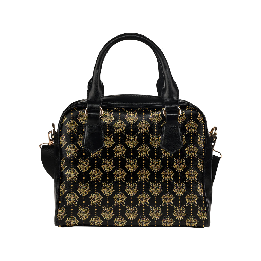 Aztec Wolf Pattern Print Design 04 Shoulder Handbag