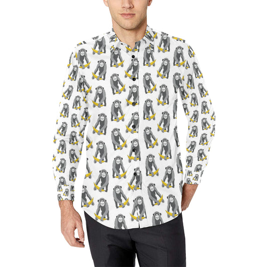 Chimpanzee Pattern Print Design 05 Men's Long Sleeve Shirt