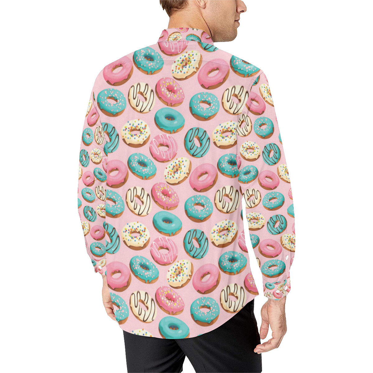 Donut Pattern Print Design DN06 Men's Long Sleeve Shirt