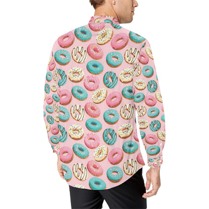 Donut Pattern Print Design DN06 Men's Long Sleeve Shirt