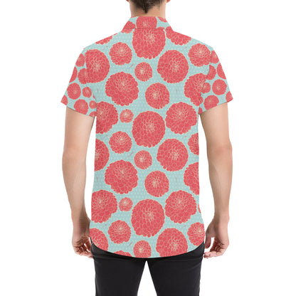 Marigold Pattern Print Design MR03 Men's Short Sleeve Button Up Shirt