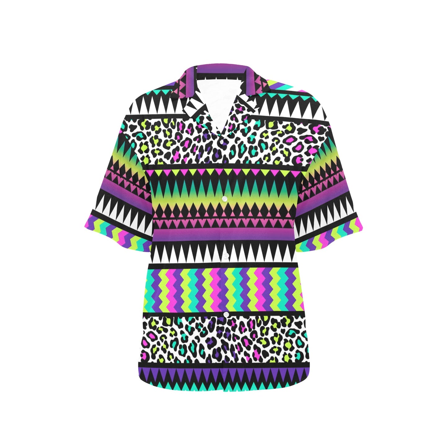 Animal Skin Aztec Rainbow Women's Hawaiian Shirt