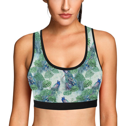 Peacock Pattern Print Design A02 Sports Bra
