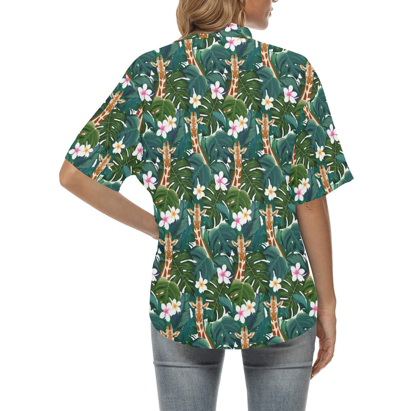 Giraffe Jungle Design Print Women's Hawaiian Shirt