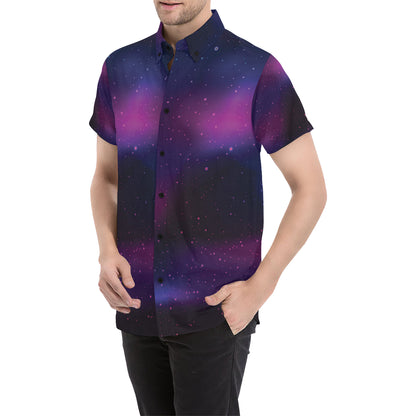 Night sky Pattern Print Design A04 Men's Short Sleeve Button Up Shirt