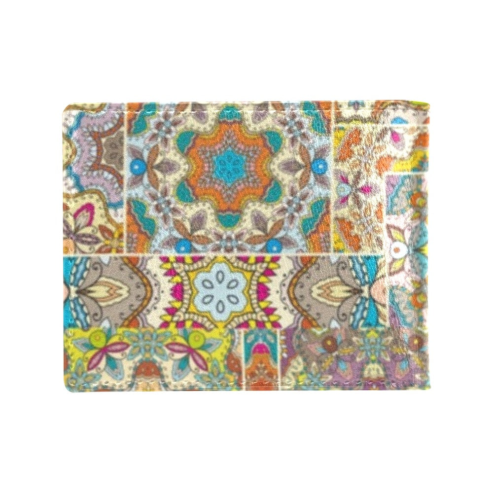 Patchwork Print Design LKS402 Men's ID Card Wallet