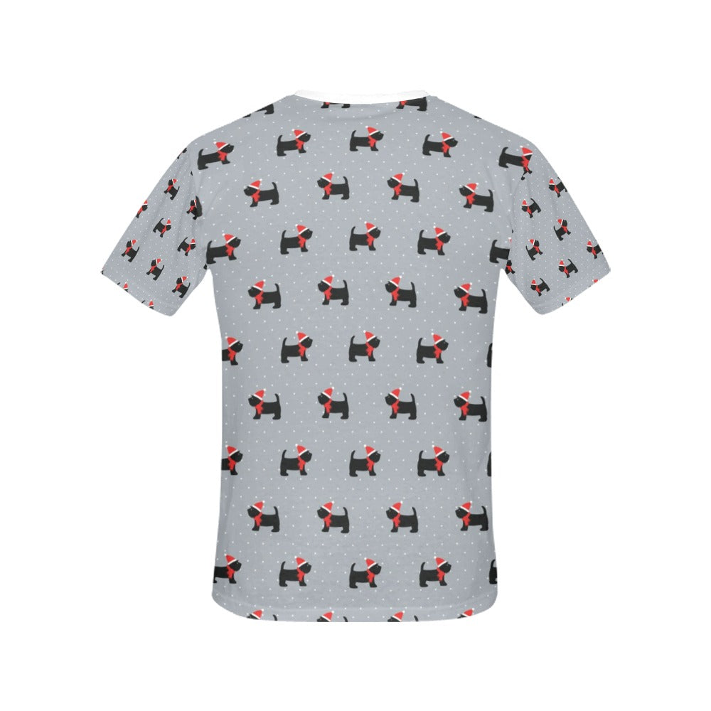 Scottish Christmas Themed Terriers Print Design LKS3018 Women's  T-shirt