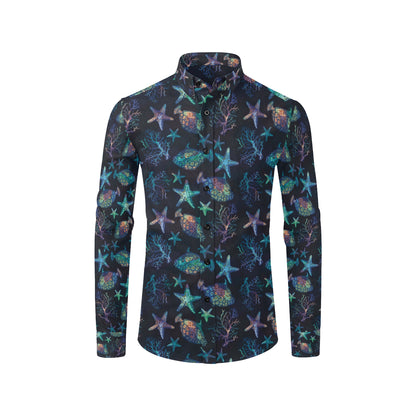 Starfish Pattern Print Design 01 Men's Long Sleeve Shirt