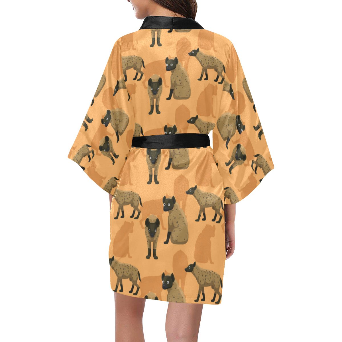 Hyena Pattern Print Design 01 Women's Short Kimono