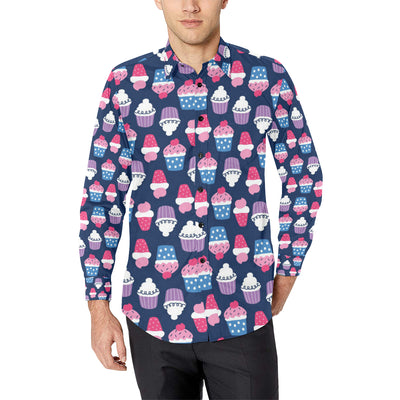 Cupcake Pattern Print Design CP04 Men's Long Sleeve Shirt